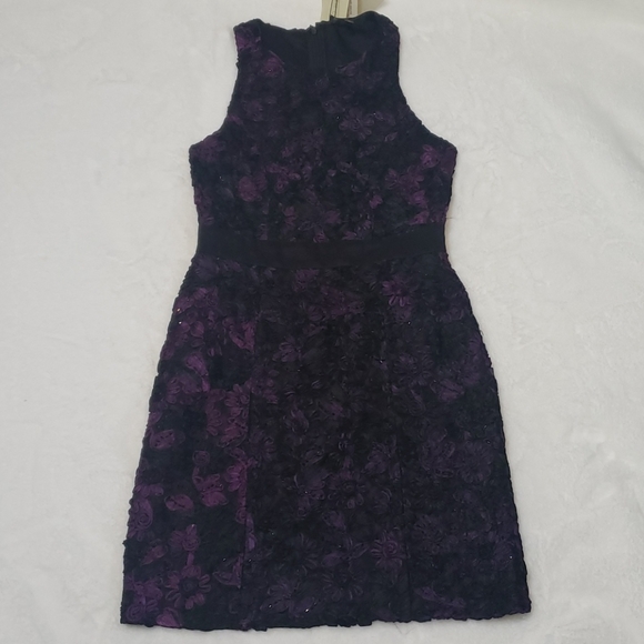 MM Couture Purple and Black Floral Sheath Dress - Picture 15 of 15